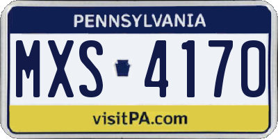 PA license plate MXS4170