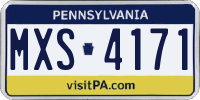 PA license plate MXS4171