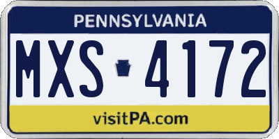 PA license plate MXS4172