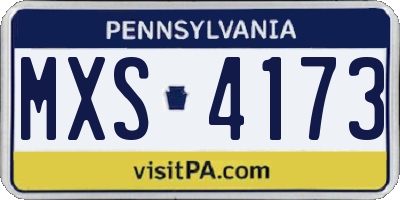 PA license plate MXS4173