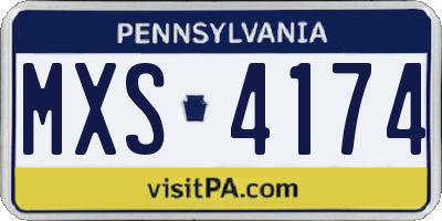 PA license plate MXS4174