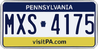 PA license plate MXS4175