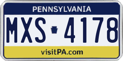 PA license plate MXS4178