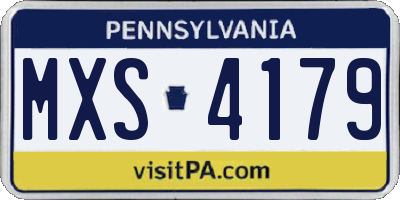 PA license plate MXS4179