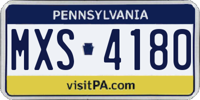 PA license plate MXS4180
