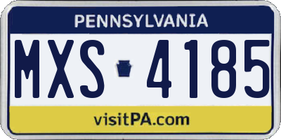 PA license plate MXS4185
