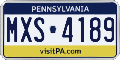 PA license plate MXS4189