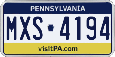 PA license plate MXS4194