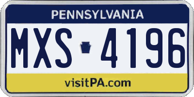 PA license plate MXS4196