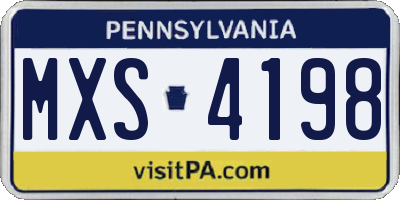PA license plate MXS4198