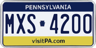 PA license plate MXS4200