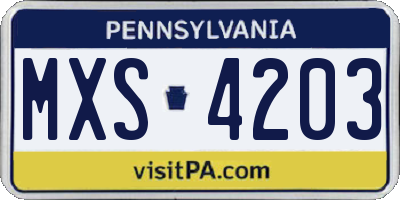 PA license plate MXS4203