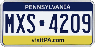 PA license plate MXS4209