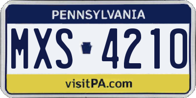 PA license plate MXS4210
