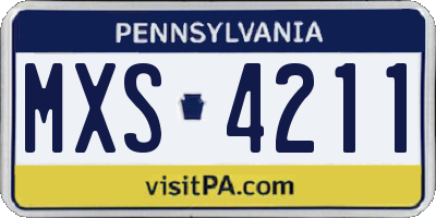 PA license plate MXS4211