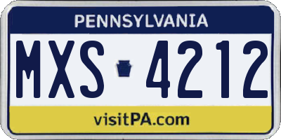 PA license plate MXS4212
