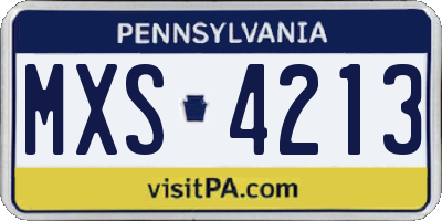 PA license plate MXS4213