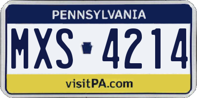 PA license plate MXS4214