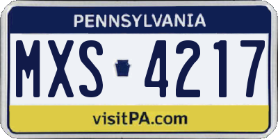 PA license plate MXS4217