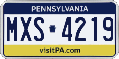 PA license plate MXS4219