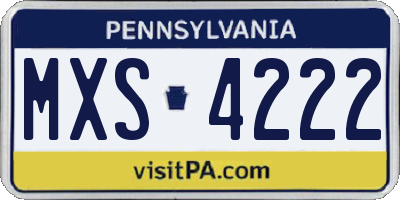 PA license plate MXS4222