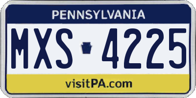 PA license plate MXS4225