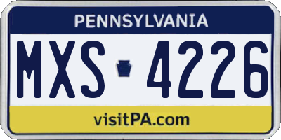 PA license plate MXS4226