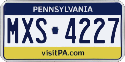 PA license plate MXS4227