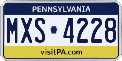 PA license plate MXS4228