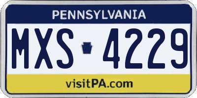 PA license plate MXS4229