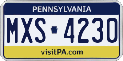 PA license plate MXS4230