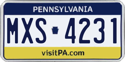 PA license plate MXS4231