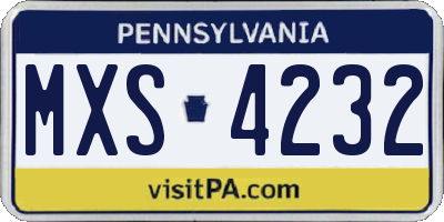 PA license plate MXS4232