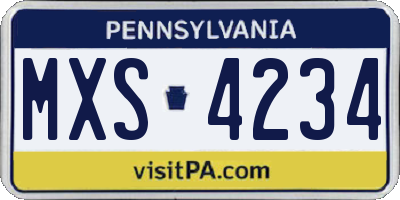 PA license plate MXS4234