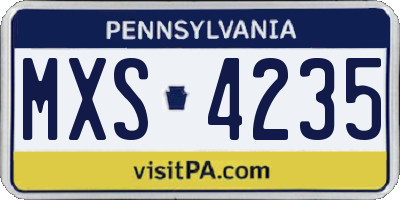 PA license plate MXS4235