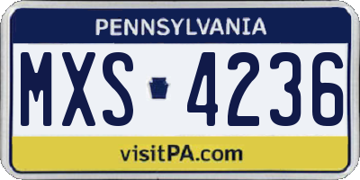 PA license plate MXS4236