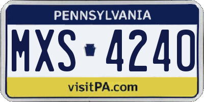 PA license plate MXS4240