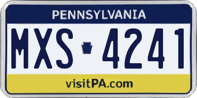 PA license plate MXS4241