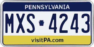 PA license plate MXS4243