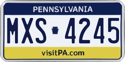 PA license plate MXS4245
