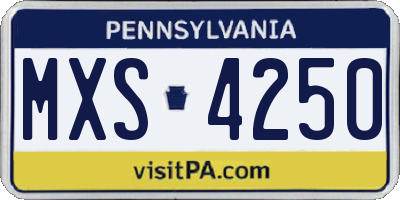 PA license plate MXS4250