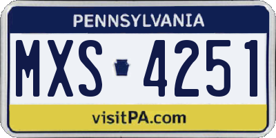 PA license plate MXS4251