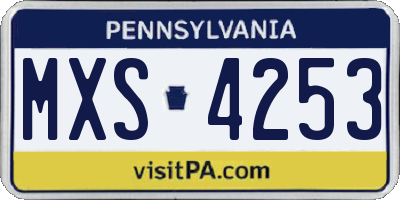 PA license plate MXS4253