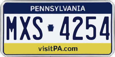 PA license plate MXS4254