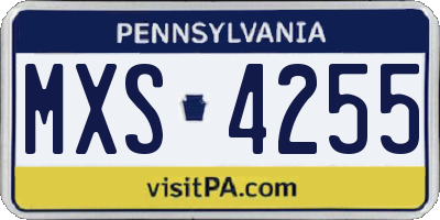 PA license plate MXS4255