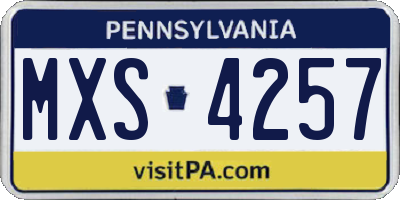 PA license plate MXS4257