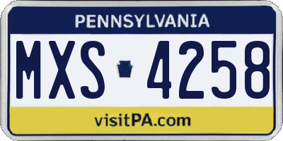 PA license plate MXS4258