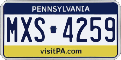 PA license plate MXS4259