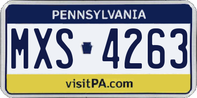 PA license plate MXS4263