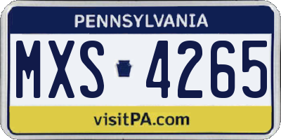 PA license plate MXS4265